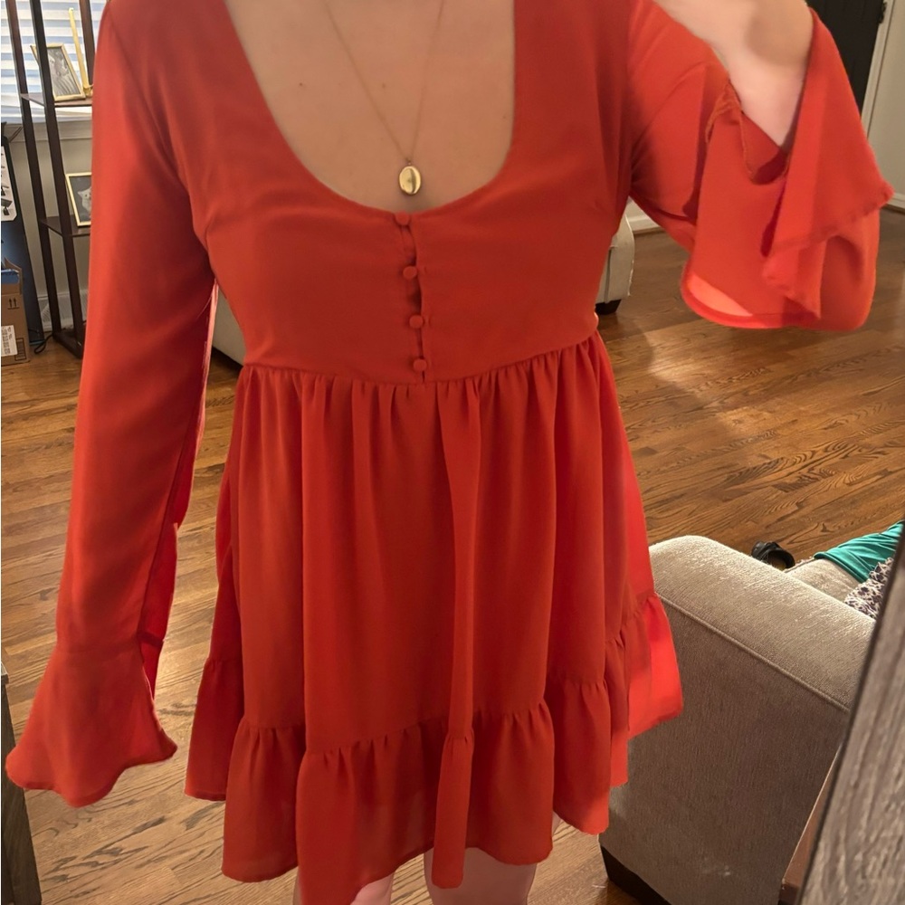 Honey Punch Red Long Sleeve Dress